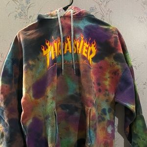 Oil slick tyedye thrasher hoodie
